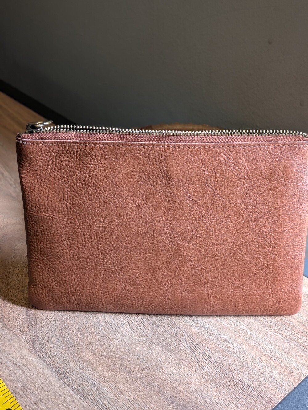 Madewell Leather Clutch Pouch Women's Brown Excellent Zip Card Slots F6966